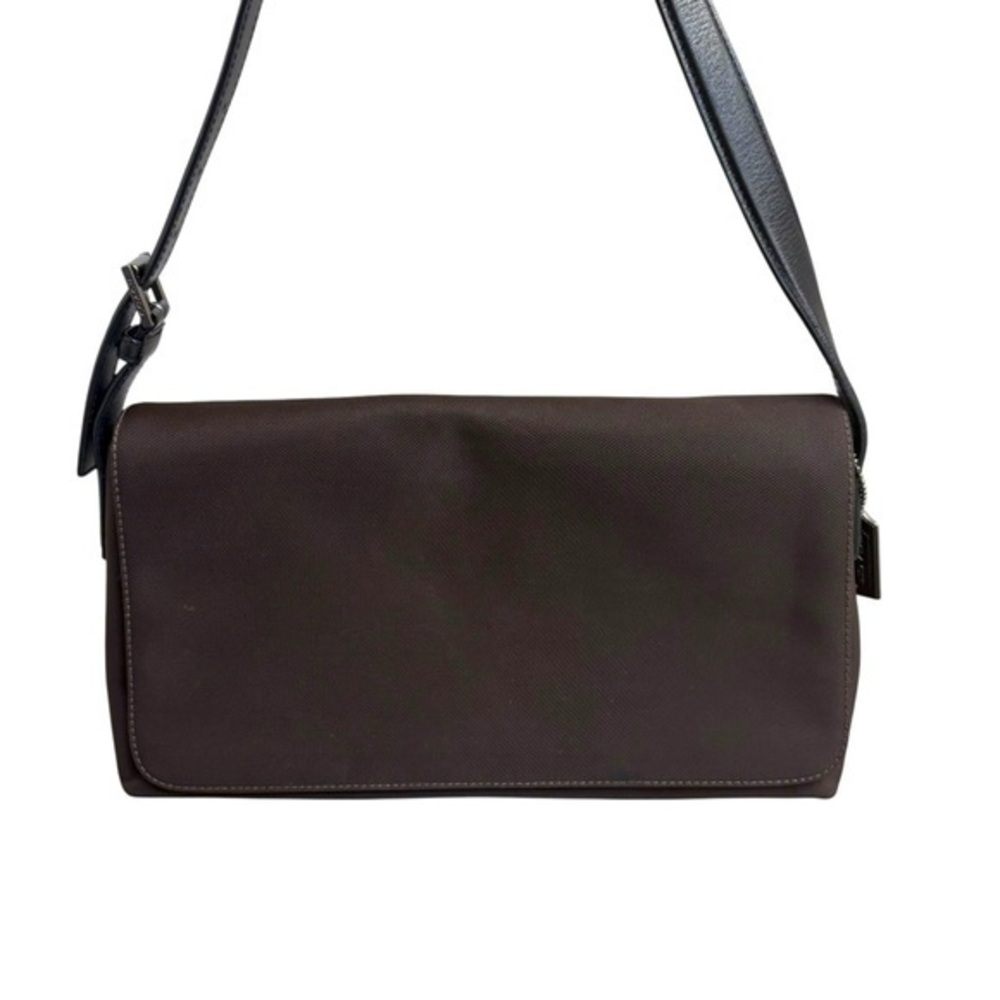 Coach 7413 Black Twill / Leather Mercer Shoulder Handbag Brown black
